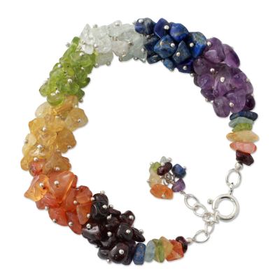 Handmade Beaded Gemstone Chakra Bracelet from India