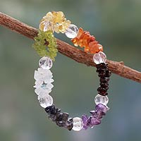 Multi-gemstone stretch chakra bracelet, 'Peaceful Friendship' - Handmade Stretch Gemstone Chakra Bracelet from India
