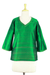 Silk tunic, 'Grand Emerald' - Embellished Silk Tunic Blouse from India
