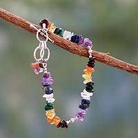 Multi-gemstone chakra bracelet, 'Rite of Peace' - Handmade Beaded Gemstone Chakra Bracelet