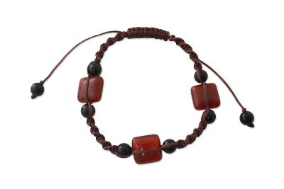 India Macrame Agate and Onyx Bracelet