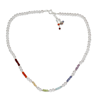 Multi gemstone chakra necklace, 'Inner Serenity' - Indian Gemstone Chakra Necklace
