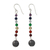 Multi gemstone chakra earrings, 'Gracious' - Hand Crafted Gemstone Chakra Theme Dangle Earrings thumbail