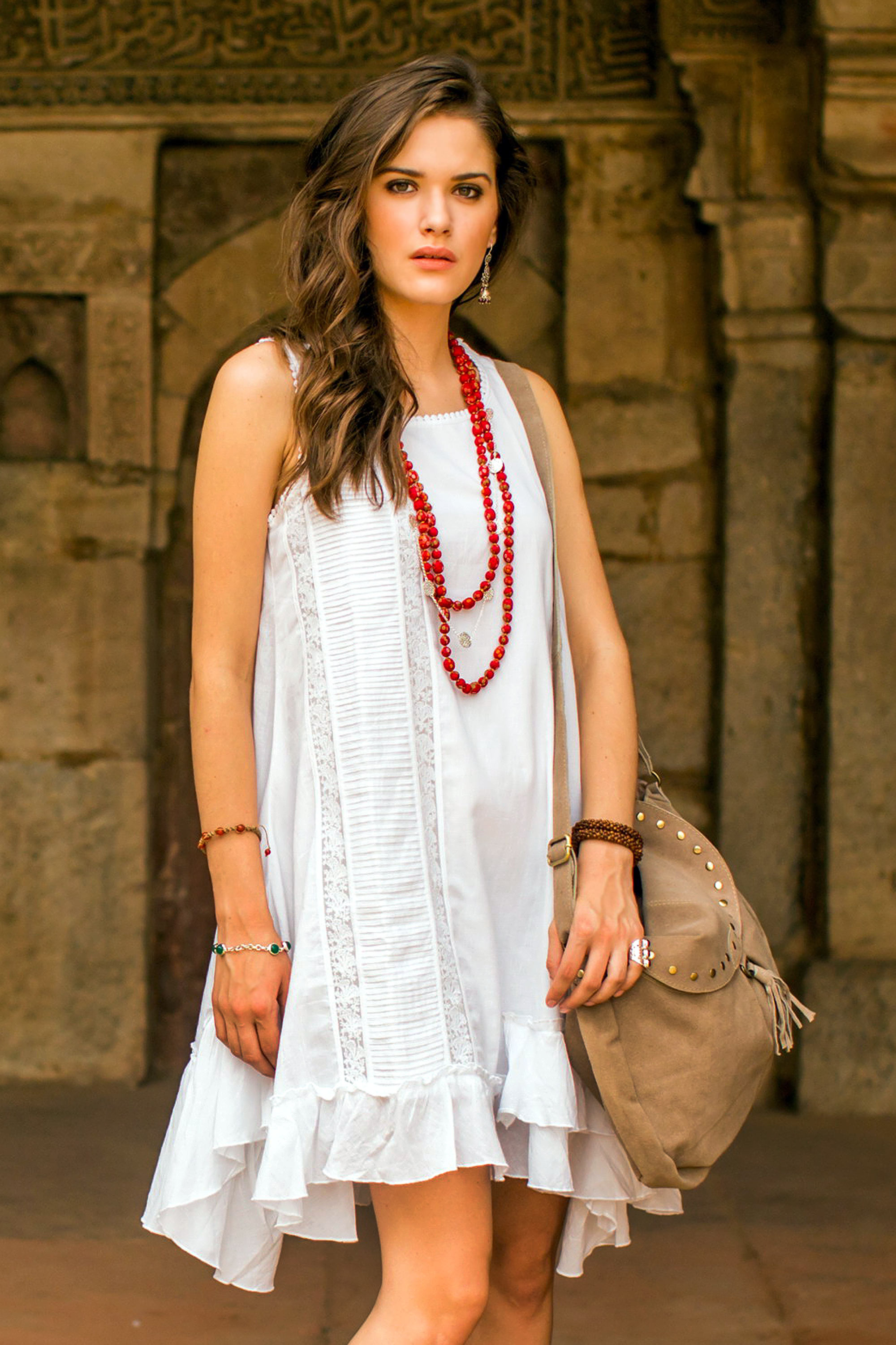 white cotton sleeveless dress