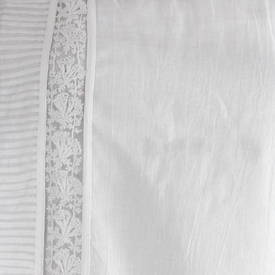 Cotton sundress, 'Florid Fun' - White Cotton Sleeveless Sundress from India