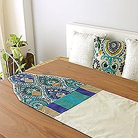 Applique table runner, 'Indian Palace' - India Embroidered Applique Table Runner