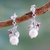 Cultured pearl and ruby dangle earrings, 'Nature's Bounty' - Floral Pearl and Ruby Earrings thumbail