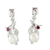 Pendientes colgantes de perlas cultivadas y rubíes - Aretes florales de perlas y rubíes