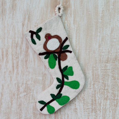 Wool Christmas stocking, Partridge in a Pear Tree