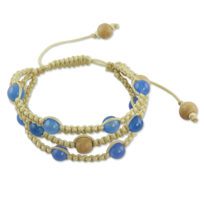 Chalcedony Beaded bracelet, 'Peaceful Mind' - Fair Trade Macrame Chalcedony Beaded Bracelet