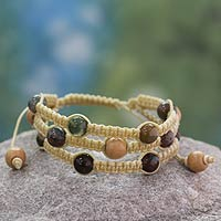 Agate Shambhala-style bracelet, 'Peaceful Life' - Fair Trade Macrame Agate Shambhala-style Bracelet