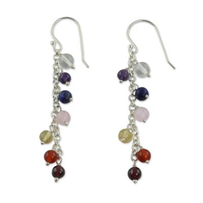 Gemstone Chakra Theme Waterfall Earrings
