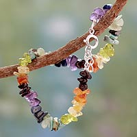 Multi-gemstone chakra bracelet, 'Tranquil Mind' - Handcrafted Colorful Multi Gemstone Bracelet