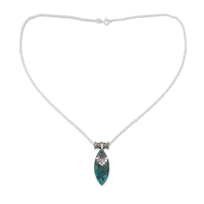 Sterling silver pendant necklace, 'Jaipur Legacy' - Sterling Silver Necklace with Turquoise Color Gem