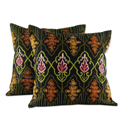 2 Chain Stitch Embroidery Cushion Covers