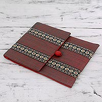 Cotton iPad sleeve, 'Assam Fields' - Hand-woven Cotton Tablet Case Fully Lined and Padded