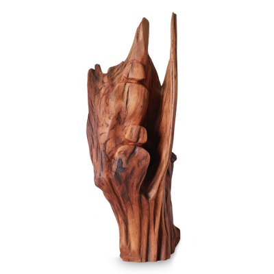 Reclaimed wood sculpture, 'Wintry Fun' - Reclaimed Wood Sculpture from India