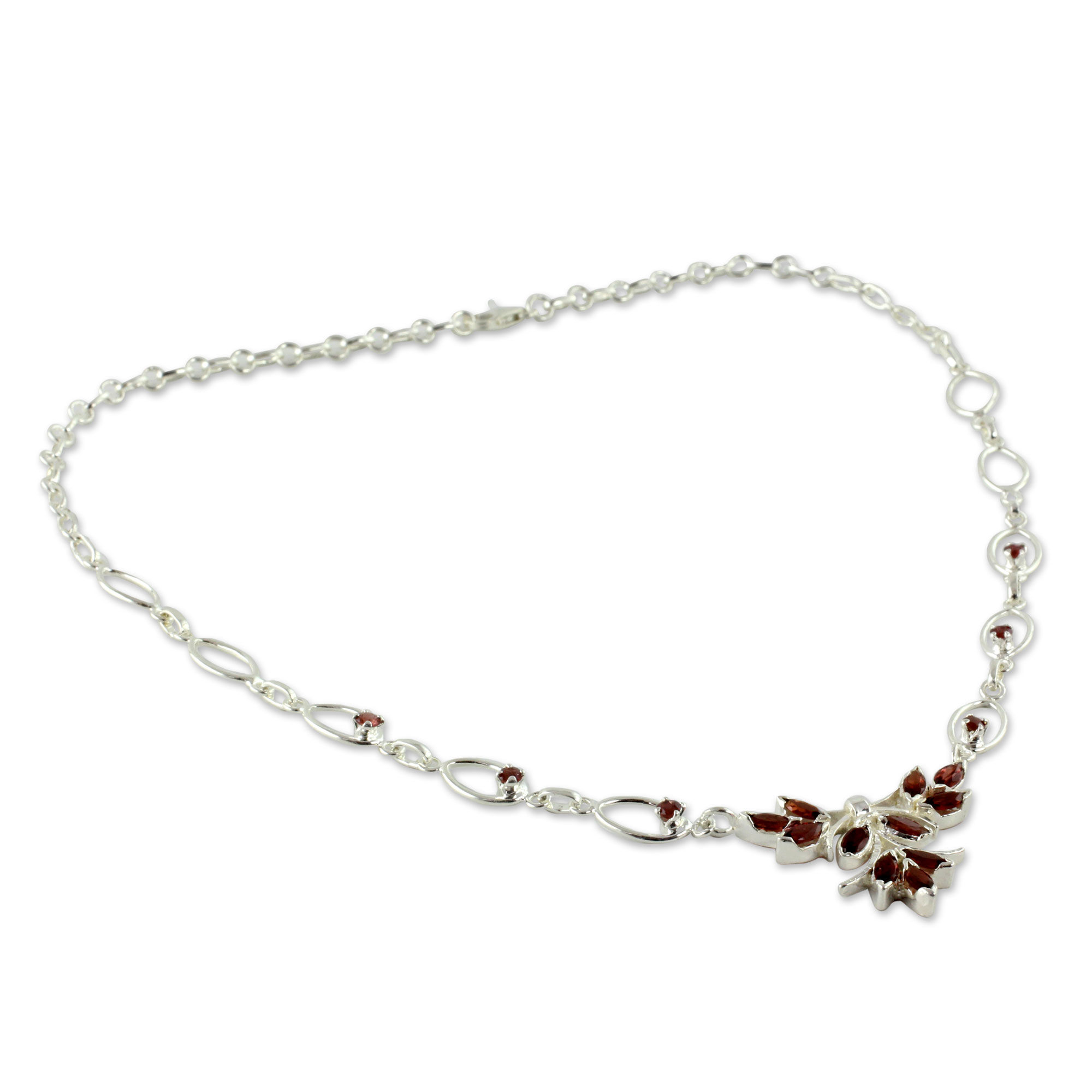 3.6 Ct Garnet and Sterling Silver Necklace - Love's Spark | NOVICA