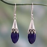 Artisan Crafted Lapis Lazuli and Sterling Silver Earrings, 'Regal'