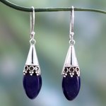 Lapis lazuli dangle earrings, 'Regal' - Artisan Crafted Lapis Lazuli and Sterling Silver Earrings