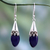 Lapis lazuli dangle earrings, 'Regal' - Artisan Crafted Lapis Lazuli and Sterling Silver Earrings thumbail