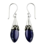 Lapis lazuli dangle earrings, 'Regal' - Artisan Crafted Lapis Lazuli and Sterling Silver Earrings