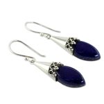 Lapis lazuli dangle earrings, 'Regal' - Artisan Crafted Lapis Lazuli and Sterling Silver Earrings