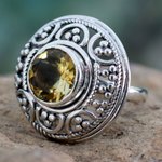 Citrine cocktail ring, 'Dazzle' - Fair Trade Citrine and Sterling Silver Cocktail Ring