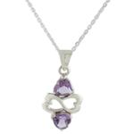Amethyst heart necklace, 'Spiritual Love' - Amethyst and Sterling Silver Heart Necklace