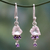 Rose quartz and amethyst heart earrings, 'Celebrate Love' - Rose Quartz and Amethyst Heart Hook Earrings thumbail