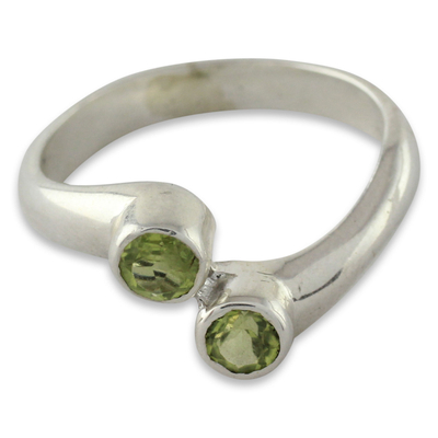 Peridot cocktail ring, 'Duality' - Sterling Silver Ring with Peridot