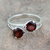 Garnet cocktail ring, 'Encounters' - Garnet and Sterling Silver Ring Handcrafted Jewelry thumbail