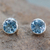 Blue topaz stud earrings, 'Spark of Life' - Blue Topaz Stud Earrings Sterling Silver Jewelry (image 2) thumbail