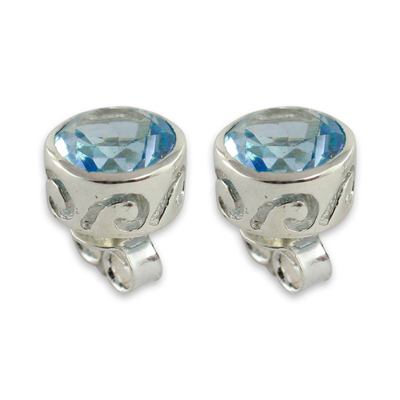 Aretes de topacio azul - Aretes de topacio azul joyas de plata esterlina