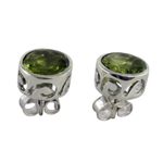 Peridot stud earrings, 'Spark of Life' - Peridot Stud Earrings Sterling Silver Jewelry