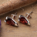 Garnet stud earrings, 'Devotion' - Fair Trade Garnet Stud Earrings 2.5 cts