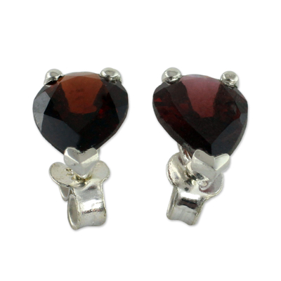 Garnet stud earrings, 'Devotion' - Fair Trade Garnet Stud Earrings 2.5 cts