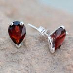 Garnet stud earrings, 'Devotion' - Fair Trade Garnet Stud Earrings 2.5 cts