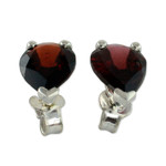 Garnet stud earrings, 'Devotion' - Fair Trade Garnet Stud Earrings 2.5 cts