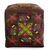 Embroidered cotton ottoman cover, 'Elephant Blooms' - Multi Color Embroidered Cotton Ottoman Cover
