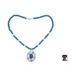 Chalcedony pendant necklace, 'Mughal Garden' - Blue Chalcedony Sterling Silver Necklace