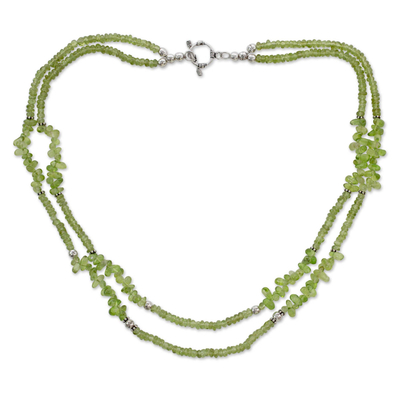 Peridot strand necklace, 'Nature's Charm' - Handcrafted Natural Peridot Double Strand Necklace
