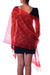 Silk shawl, 'Twilight Fantasy' - Red Silk Shawl Wrap from India
