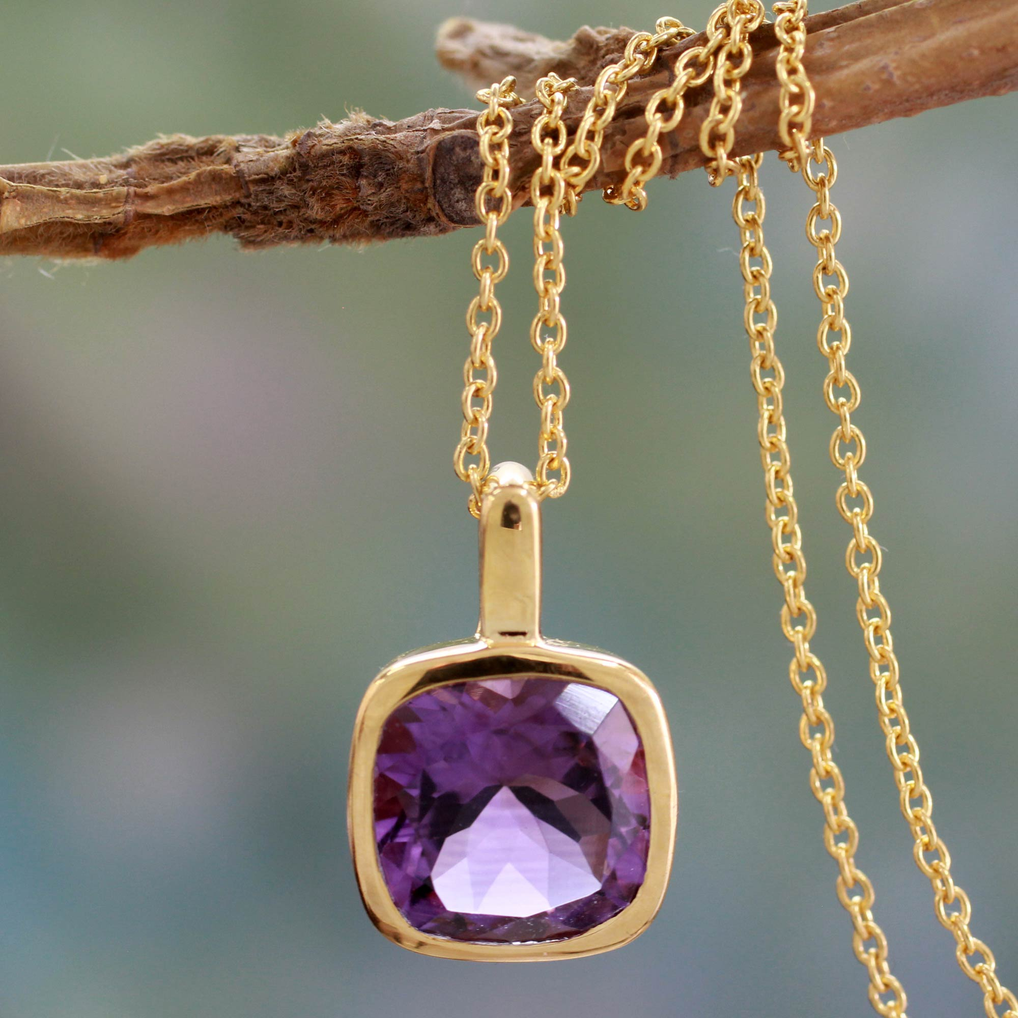 UNICEF Market | Hand Made Gold Vermeil Faceted Amethyst Necklace ...