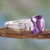 Amethyst single stone ring, 'Orchid Spark' - 4.5 Carat Amethyst on Sterling Silver Ring from India thumbail