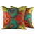 Applique cushion covers, 'Glorious' (pair) - 2 Orange and Teal Embroidered Applique Cushion Covers (image 2a) thumbail