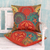 Applique cushion covers, 'Glorious' (pair) - 2 Orange and Teal Embroidered Applique Cushion Covers (image 2b) thumbail