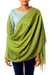 Silk and wool shawl, 'Persian Forest' - Handcrafted Wrap Silk Wool Blend Shawl (image 2b) thumbail