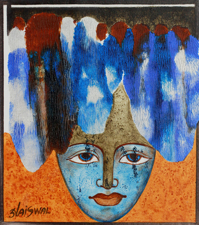'Meditación de chakras I' - Pintura de bellas artes firmada india surrealista