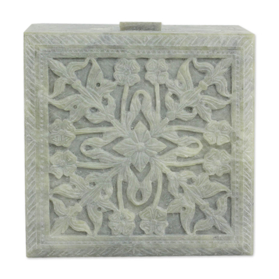Caja de esteatita - Caja decorativa de esteatita natural tallada a mano